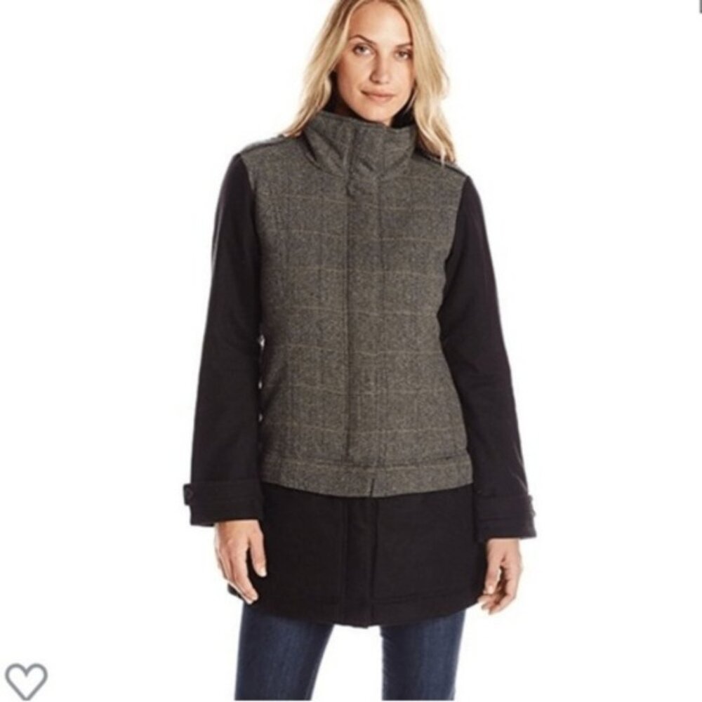 PrAna NWT Caprise Herringbone Gravel Black / Gray Jacket Coat Convertible Medium